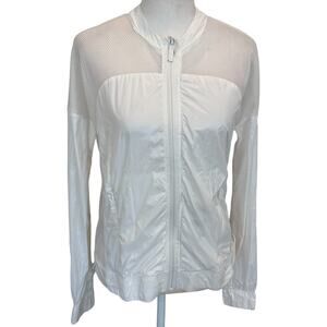 Electric Yoga White Mesh Full-Zip Jacket Womens Size Small